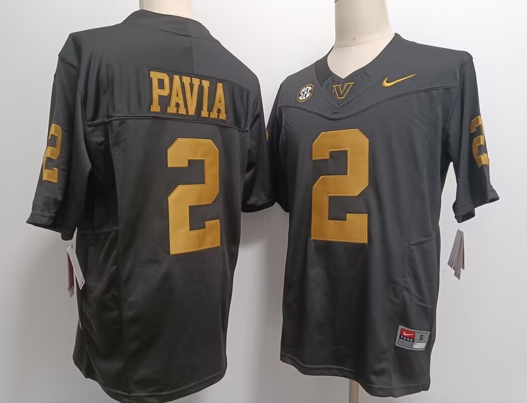 Men Vanderbilt Commodores #2 Diego Pavia  black 2024 Nike NCAA jersey style 2->more ncaa teams->NCAA Jersey